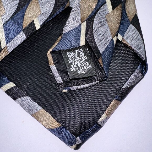 Allyn Saint George American Couture Tie. rn 51093 (57.5L 4W) Blue Grey Tan And C - Picture 5 of 5
